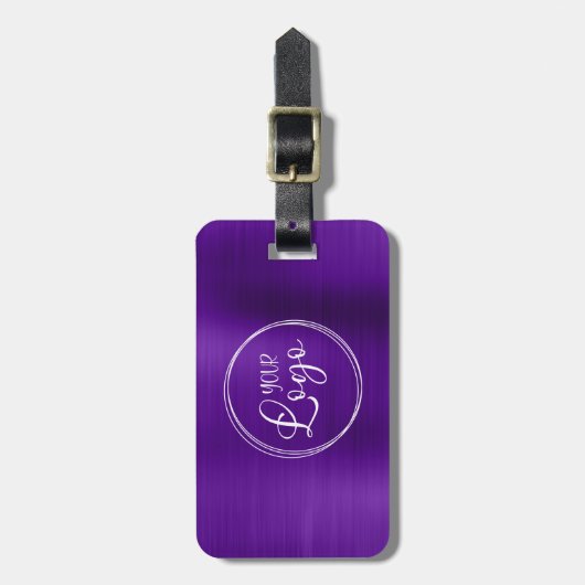 ビジネスフェイクロゴ紫グラデーション箔 ラゲッジタグ (正面縦)