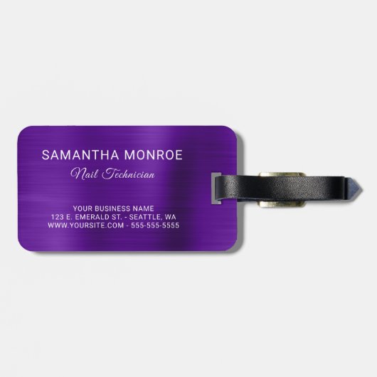 ビジネスフェイクロゴ紫グラデーション箔 ラゲッジタグ (裏面横)