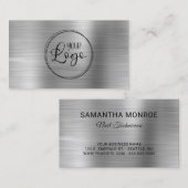 ビジネスフェイクロゴ銀グラデーション箔 名刺 (正面/裏面)