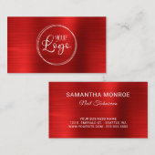 ビジネスフェイクロゴ鮮やかな赤いグラデーション箔 名刺 (正面/裏面)