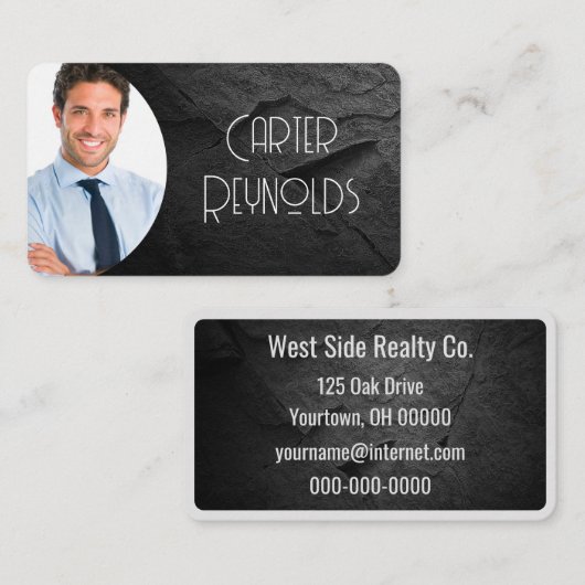 ビジネスフォトカードブラックロック 名刺 (正面/裏面)