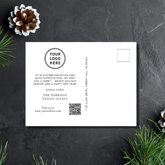 ビジネスフォトロゴQRコードクリスマ企業のス シーズンポストカード