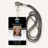 ビジネスフォト名ロゴ情報、ブラック&シルバー バッジ (正面ランヤード)