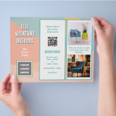 ビジネスフライヤーZ折り畳みQRコード写真テンプレート チラシ (手)