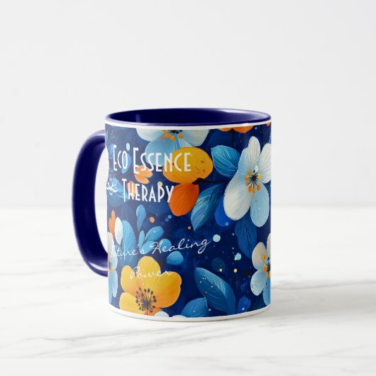 ビジネスフローラマグ鮮やか開花付き – カスタム マグカップ (正面左)