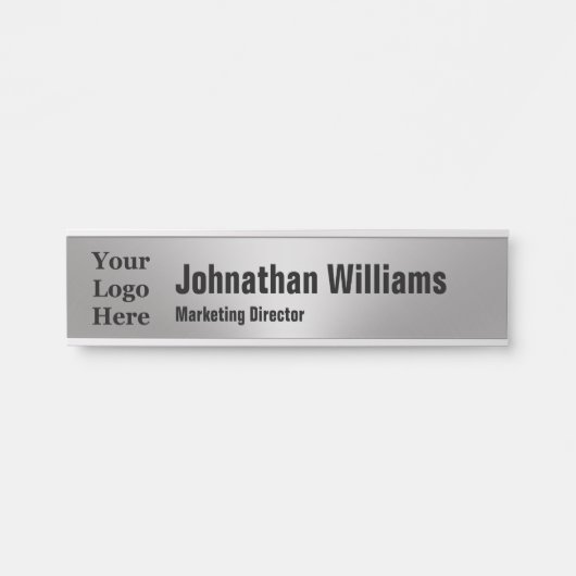 ビジネスブラシ仕上げメタルあなたの名前タイトルロゴを見る サインプレート (正面)