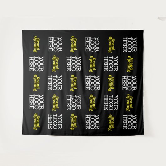 ビジネスブラックイエローグランドオープニングロゴ タペストリー (正面(横))