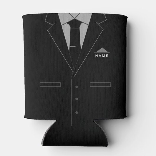 ビジネスブラックスーツおもしろいクーラーボックス名前をカスタムする 缶クーラー (裏面)