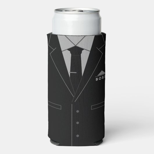 ビジネスブラックスーツボスクーラーボックスお名前 スリム缶クーラー (Seltzer裏面)
