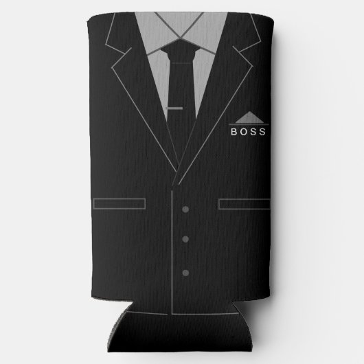 ビジネスブラックスーツボスクーラーボックスお名前 スリム缶クーラー (裏面)