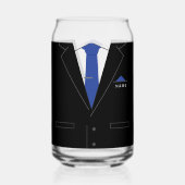 ビジネスブラックスーツ&タイ名前をカスタムする文字 おもしろい ガラス缶 (正面)