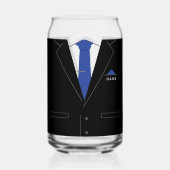 ビジネスブラックスーツ&タイ名前をカスタムする文字 おもしろい ガラス缶 (裏面)