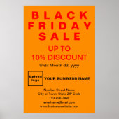 ビジネスブラックフライデーセールのオレンジカラーポスター ポスター (正面)