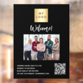 ビジネスブラックロゴフォトへようこそQRコード ウィンドウサイン (シート2)