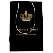 ビジネスブラック金ゴールド王室のクラウン紙のショッピングバッグ ミディアムペーパーバッグ (正面)