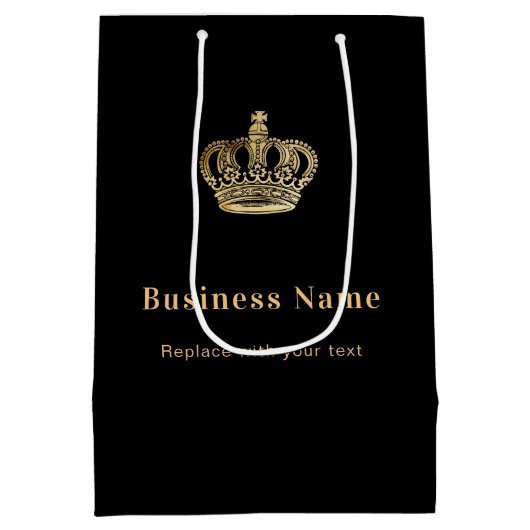 ビジネスブラック金ゴールド王室のクラウン紙のショッピングバッグ ミディアムペーパーバッグ (裏面)