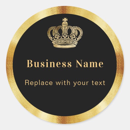 ビジネスブラック金ゴールド王室のクラウン ラウンドシール (正面)