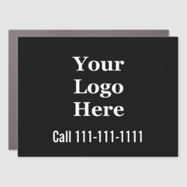 ビジネスブラック&ホワイトの電話番号あなたのロゴカー カーマグネット