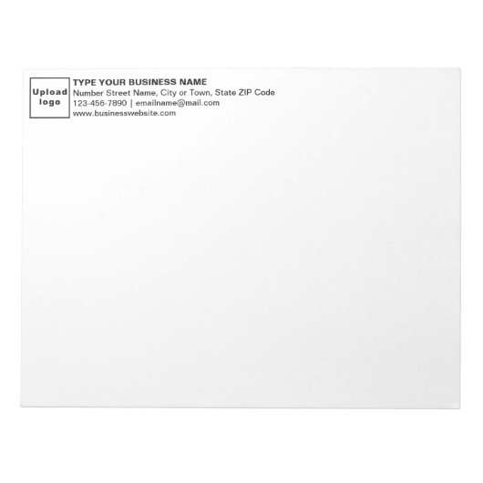 ビジネスブランドと情報の白見出し ノートパッド (正面)