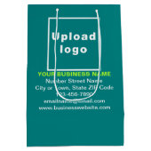 ビジネスブランドのティール（緑がかった色）グリーン中規模抱き枕 ミディアムペーパーバッグ (裏面)