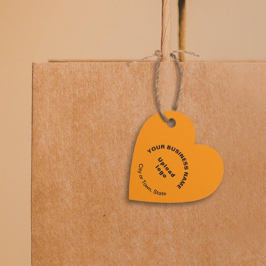 ビジネスブランドオンオレンジカラーハート形状ラベル フェイバータグ