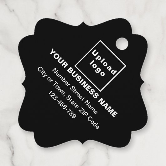 ビジネスブランドオンブラックスクエアファンシーシェイプラベル フェイバータグ (裏面)