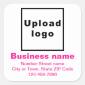 ビジネスブランドピンクミニマル文字オンホワイト スクエアシール (正面)