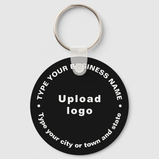 ビジネスブランドブラックラウンドキーチェーン キーホルダー (正面)