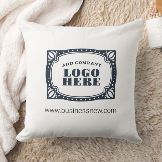 ビジネスブランドロゴとWebサイトの追加カスタム方法 クッション (ブランケット)