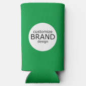 ビジネスブランド会社のロゴグリーンホワイト スリム缶クーラー (裏面)
