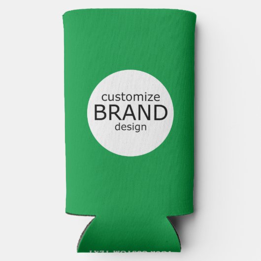ビジネスブランド会社のロゴグリーンホワイト スリム缶クーラー (裏面)