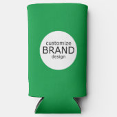 ビジネスブランド会社のロゴグリーンホワイト スリム缶クーラー (正面)