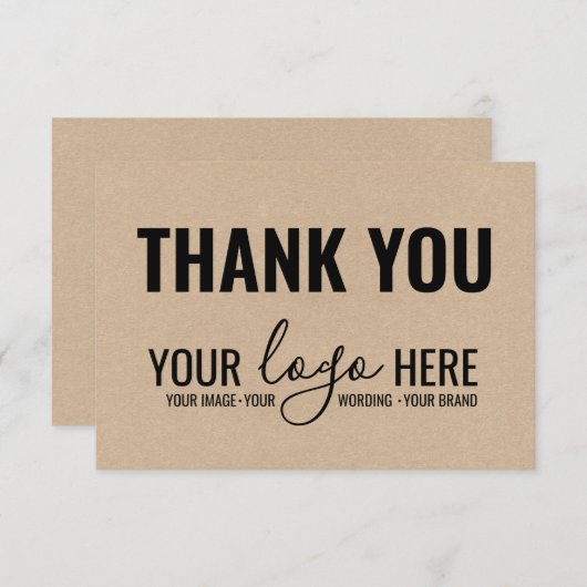ビジネスブランド会社ロゴブラッククラフトありがとう サンキューカード (正面/裏面)