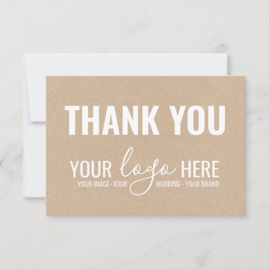 ビジネスブランド会社ロゴホワイトクラフトありがとう サンキューカード (正面)