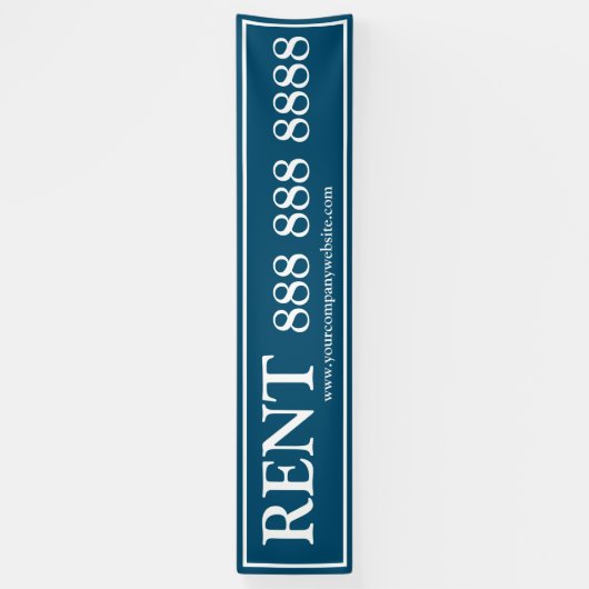 ビジネスブルーホワイトレンタルラージ電話番号バナー 横断幕 (縦)