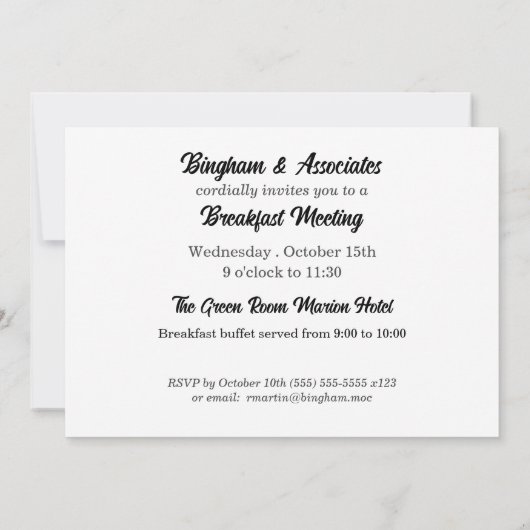 ビジネスブレックファーストミーティングプロフェッショナルギャザー 招待状 (裏面)