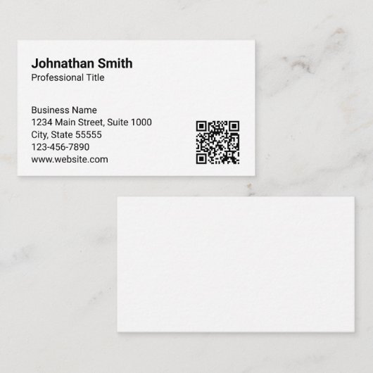 ビジネスプレーンホワイト汎用デザインQRコード 名刺 (正面/裏面)