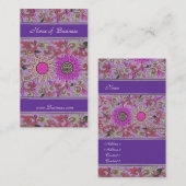 ビジネスプロファイルカードヴィンテージピンクパープルフローラ 名刺 (正面/裏面)