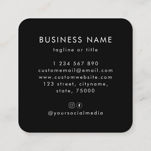 ビジネスプロフェッショナルカスタムロゴQRコード会社 スクエア名刺 (裏面)