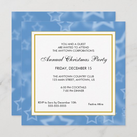 ビジネスプロフェッショナルクリスマスパーティー 招待状 (正面/裏面)