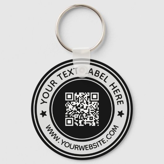 ビジネスプロフェッショナルスキャンMe QRコードモダンブラック キーホルダー (正面)