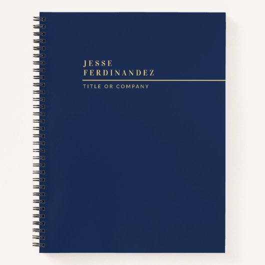 ビジネスプロフェッショナルモダンネイビーブルーと金ゴールド ノートブック (正面)