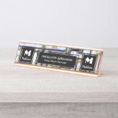 ビジネスプロフェッショナルモダンモノグラムのパーソナライズ デスクネームプレート (正面)