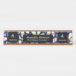 ビジネスプロフェッショナルモダンモノグラムのパーソナライズ デスクネームプレート