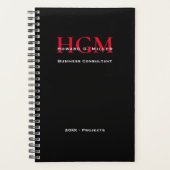 ビジネスプロフェッショナルモノグラムロゴブラックレッド プランナー手帳 (正面)