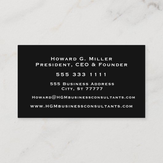 ビジネスプロフェッショナルモノグラムロゴブラックレッド 名刺 (裏面)