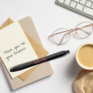 ビジネスプロフェッショナルモノグラムロゴブラックレッド 黒ボールペン