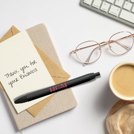 ビジネスプロフェッショナルモノグラムロゴブラックレッド 黒ボールペン