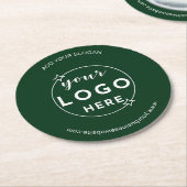 ビジネスプロフェッショナルロゴのミニマルな緑 ラウンドペーパーコースター (アングル)