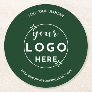 ビジネスプロフェッショナルロゴのミニマルな緑 ラウンドペーパーコースター